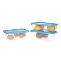 Vershoudbakjes - 3x stuks - aquablauw - 1,2 liter - kunststof - bewaarbakjes - voorraadbakje Vershoudbakjes - 3x stuks - aquablauw - 1,2 liter - kunststof - bewaarbakjes - voorraadbakje