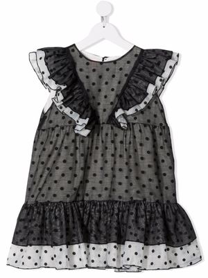 WAUW CAPOW by BANGBANG robe volantée à pois - Blanc