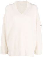 Moncler V-neck wool-blend jumper - Tons neutres