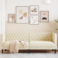 Driezitsbank Chesterfield-stijl kunstleer crmekleurig