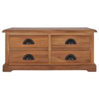 The Living Store Salontafel Koloniale Stijl - Teakhout - 68x68x30 cm - Met 4 lades - thumbnail