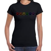 Gay Pride T-shirt voor dames - pride - zwart - smileys - LHBTI