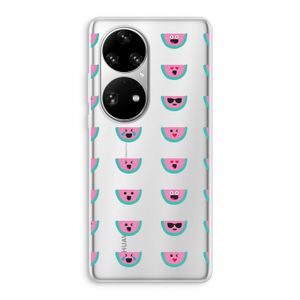 Smiley watermeloenprint: Huawei P50 Pro Transparant Hoesje