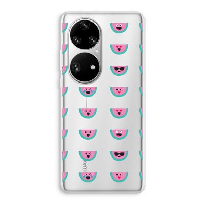 Smiley watermeloenprint: Huawei P50 Pro Transparant Hoesje