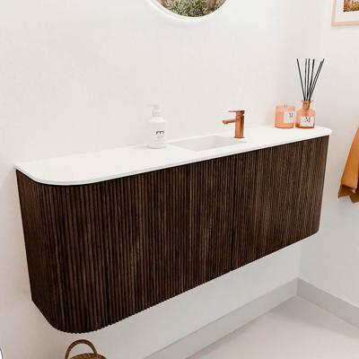 Toiletmeubel Mondiaz Joya | 113.2 cm | Meubelkleur Walnut | Faye wastafel Talc Midden | 1 kraangat Toiletmeubel Mondiaz Joya | 113.2 cm | Meubelkleur Walnut | Faye wastafel Talc Midden | 1 kraangat