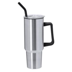 Warmhoudbeker/thermosbeker STANFORD - XXL drinkbeker/tumbler - RVS - zilver - 1200 ml