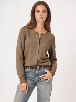 Basic vest met ronde hals van cashmere wolmix