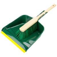 Stoffer en blik - voor buiten - 35 x 25 cm - groen - kunststof - Top kwaliteit