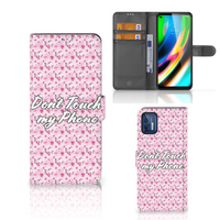 Motorola Moto G9 Plus Portemonnee Hoesje Flowers Pink DTMP - thumbnail