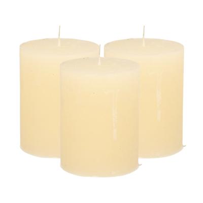 Stompkaars - 3x - ivoor wit - 7 x 9 cm - middel rustiek model - cilinderkaars - kaars Stompkaars - 3x - ivoor wit - 7 x 9 cm - middel rustiek model - cilinderkaars - kaars