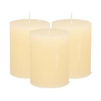 Stompkaars - 3x - ivoor wit - 7 x 9 cm - middel rustiek model - cilinderkaars - kaars