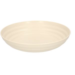 Rond bord/camping - diep bord - D19 cm - beige - kunststof - onbreekbaar