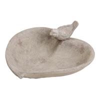 Hartvormige voederschaal voor vogels van grijs klei (B/H/D) 16x10x26 cm