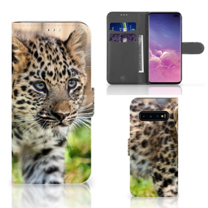 Samsung Galaxy S10 Plus Telefoonhoesje met Pasjes Baby Luipaard