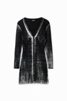 Korte gebreide jurk met versleten effect - BLACK - L
