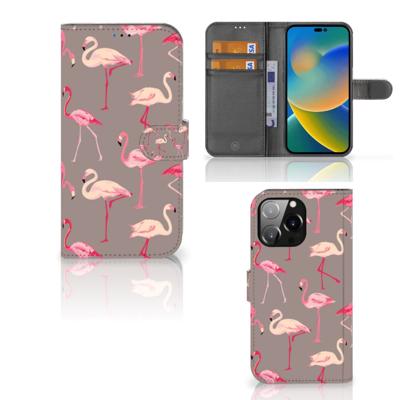 iPhone 14 Pro Max | Telefoonhoesje | Met pasjeshouder | Flamingo
