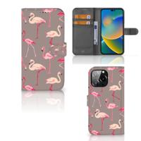 iPhone 14 Pro Max | Telefoonhoesje | Met pasjeshouder | Flamingo