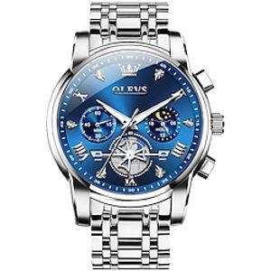 Nieuwe olevs merk herenhorloges chronograaf 24-uurs indicatie lichtgevende stalen band quartz horloge heren waterdicht sporthorloge miniinthebox