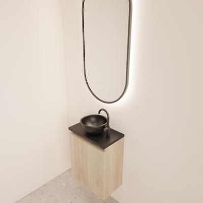 Fonteinmeubel BWS Meadow 40x50 cm Kastanje Eiken Incl. Topplaat Mat Zwart