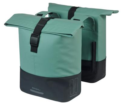 Basil Dubbele fietstas cove 28-32l 14 x 29 x 36 cm - groen/zwart