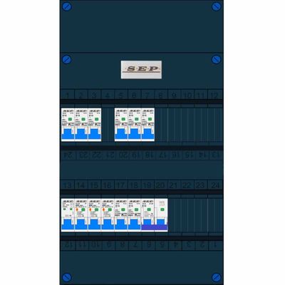 SEP 8 groepenkast 8 installatieautomaat 16A 30mA + kookgroep B16 3 aardlekschakelaars CHB24 230V