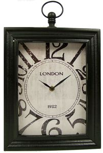 Home & Styling Wand / tafelklok "London" 30x24x6 (zwart)