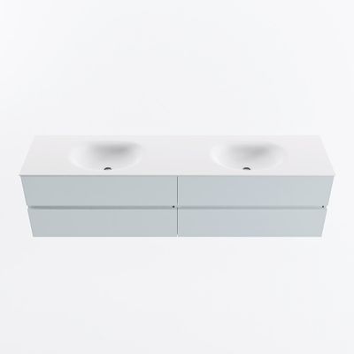 MONDIAZ VICA 190cm badmeubel onderkast Clay 4 lades. Wastafel MOON dubbel 2 kraangaten, kleur Talc.