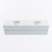 MONDIAZ VICA 190cm badmeubel onderkast Clay 4 lades. Wastafel MOON dubbel 2 kraangaten, kleur Talc.