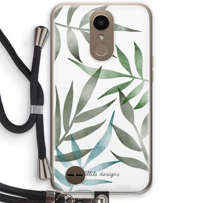 Tropical watercolor leaves: LG K10 (2017) Transparant Hoesje met koord