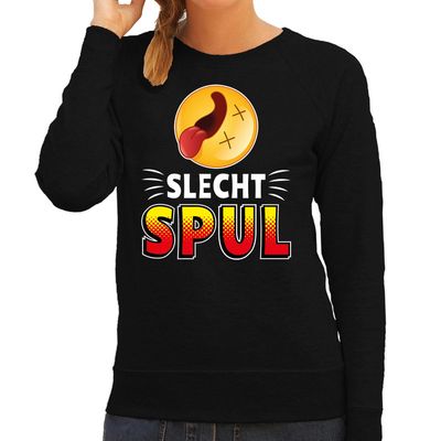 Funny emoticon sweater Slecht SPUL zwart dames