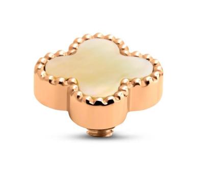 Melano Twisted Gem Clover Steentje Yellow Shell | Rosé