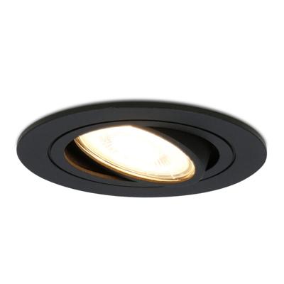 Miro LED inbouwspot - GU10 4 Watt 345 lumen - 2700K Warm wit - Dimbaar - Rond - Kantelbaar - IP20 Voor binnen - Zwart