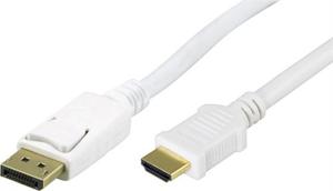 Deltaco DP-3031 video kabel adapter 3 m DisplayPort HDMI Type A (Standaard) Wit