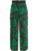 sacai pantalon palazzo à motif végétal - Vert - thumbnail