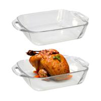 Marinex Ovenschaal van borosilicaat glas - 2x - rechthoek - 3.8 Liter - 34 x 28 x 7 cm - serveerscha - thumbnail