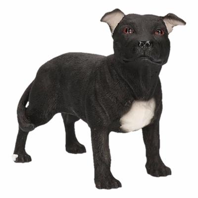 Beeldje Staff Bull Terriër - zwart - hond - 15 cm - polystone