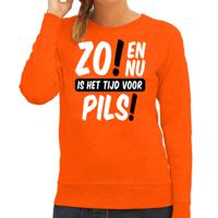 Koningsdag sweater voor dames - tijd voor pils - oranje - bier - feestkleding
