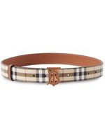 Burberry checked monogram-plaque leather belt - Tons neutres - thumbnail