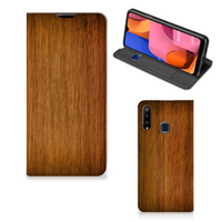 Samsung Galaxy A20s Book Wallet Case Donker Hout - thumbnail