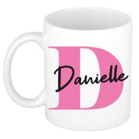 Naam mok Danielle - roze - wit - keramiek - 300 ml - verjaardag/cadeau beker