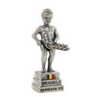 Manneke Pis flesopener/kurkentrekker - wijnflessen openener - zilver - 11 cm - metaal - thumbnail