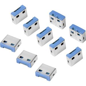 LogiLink USB PORT LOCK USB-poortslot Set van 10 stuks Zilver, Blauw Zonder sleutel