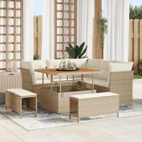 Tuinbankenset 8 pcs Beige poly rattan
