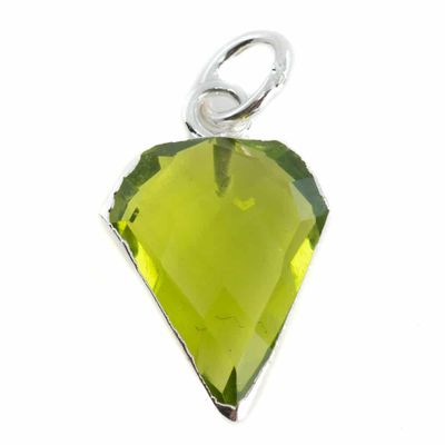 Edelsteen Hanger Peridoot Diamantvorm - Verzilverd - 15 x 12 mm