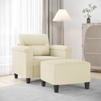Fauteuil met voetenbank 60 cm kunstleer crèmekleurig