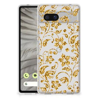 Google Pixel 7A | TPU Case | Gouden Bloemen