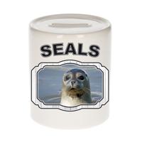 Dieren grijze zeehond spaarpot - seals/ zeehonden spaarpotten kinderen 9 cm