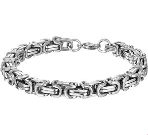 Armband Koningsschakel staal zilverkleurig 7 mm 21 cm