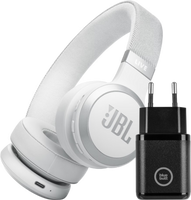 JBL Live 670NC Wit + BlueBuilt Quick Charge Oplader met Usb A Poort 18W Zwart