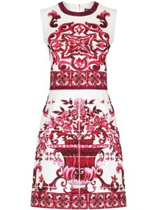 Dolce & Gabbana Majolica-print brocade mini dress - Blanc